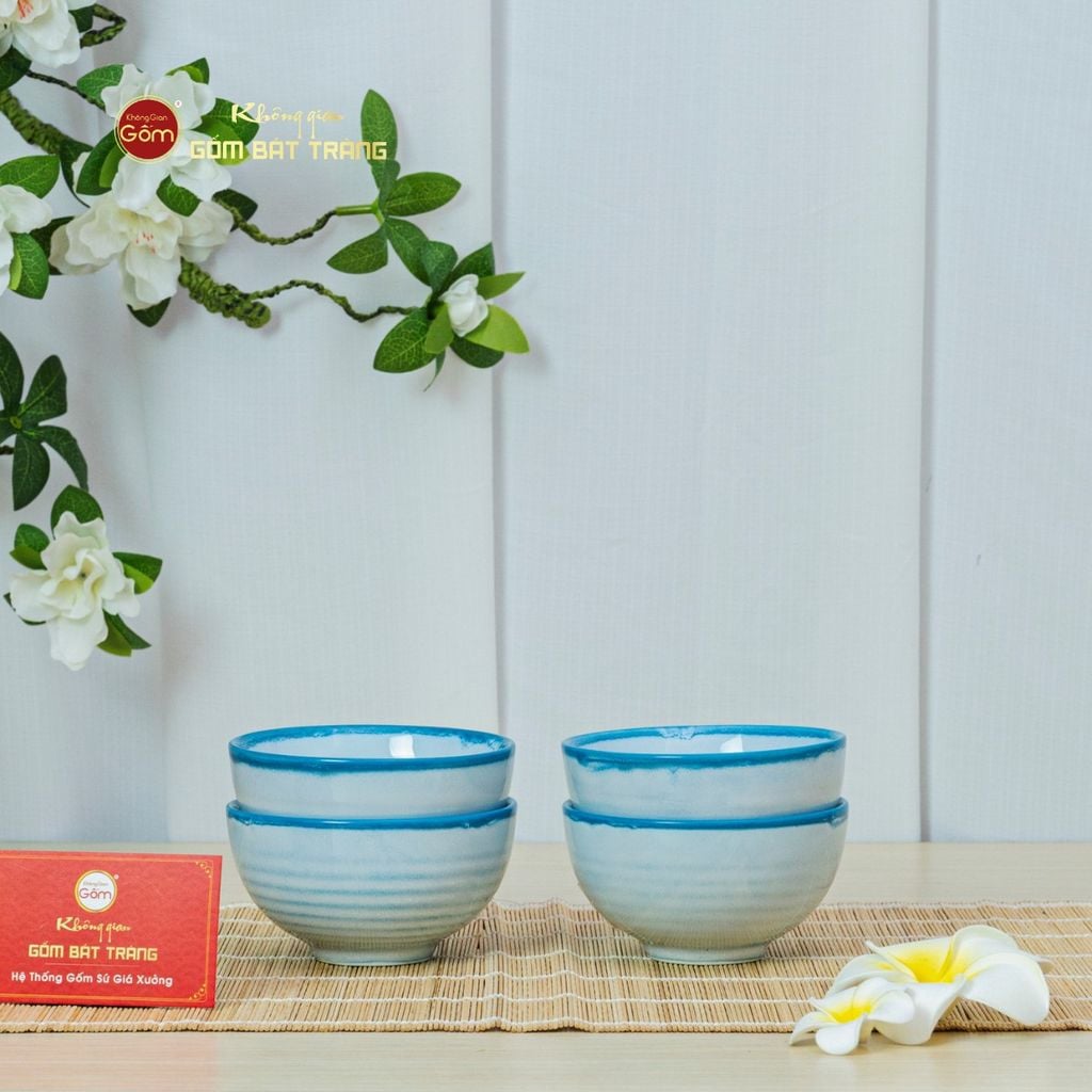 Bộ Bàn Ăn 4 Người (10 món) Men Biển Xanh Cát Trắng