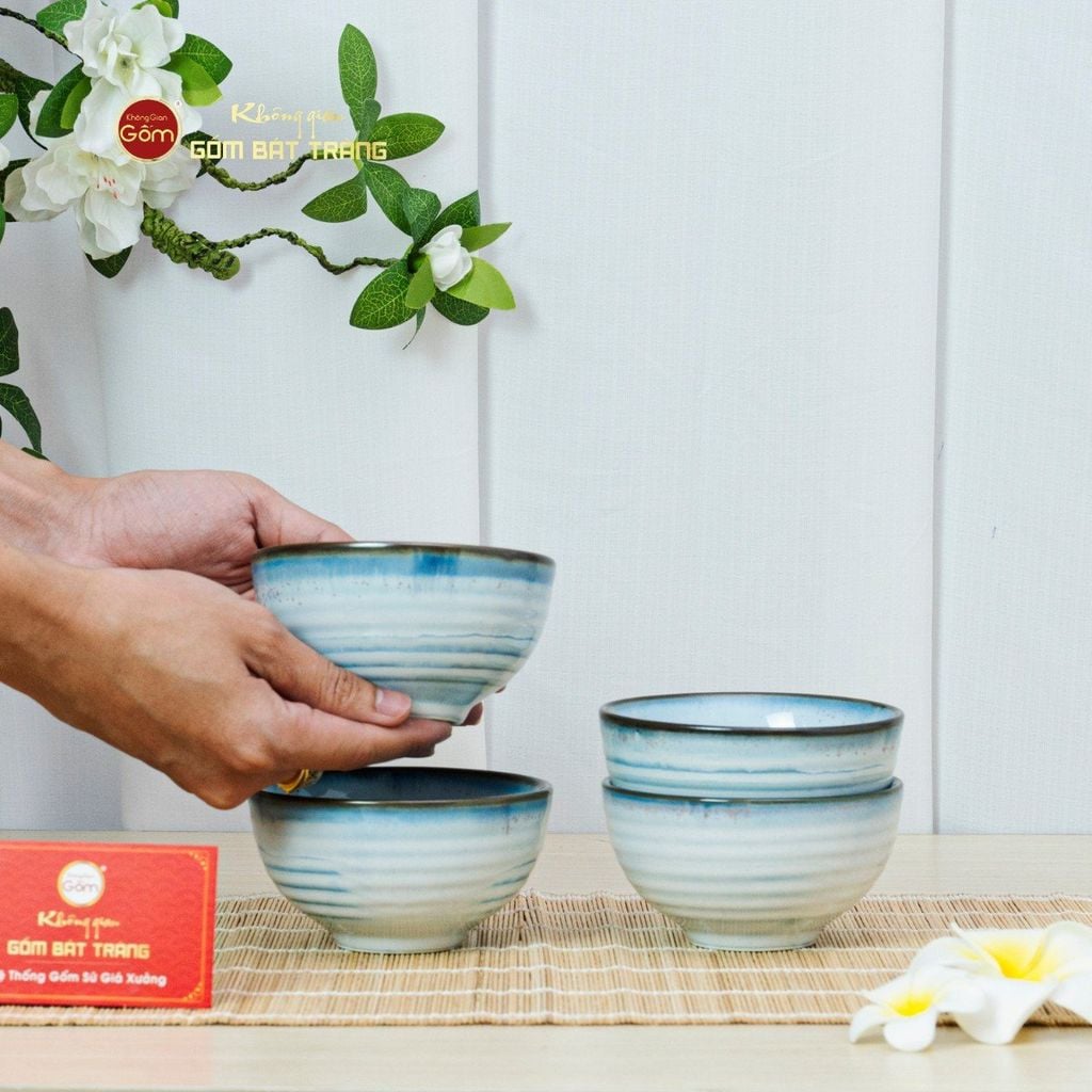 Bát Cơm Men Biển Xanh Kim Sa