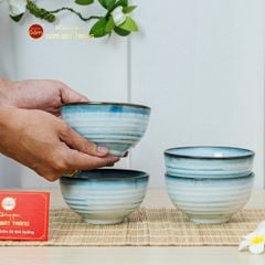 Bộ Bát Cơm Men Biển Xanh Kim Sa