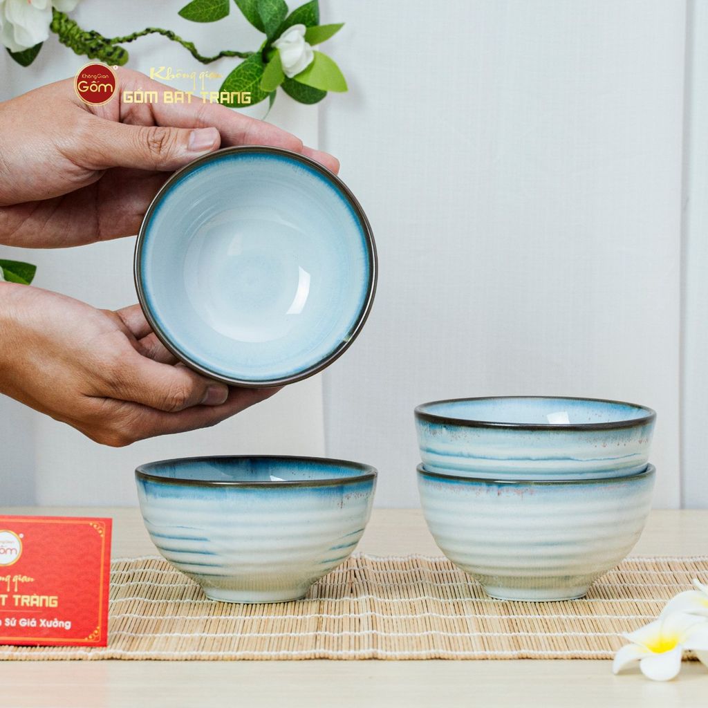 Bộ Bàn Ăn 4 Người (10 món) Men Biển Xanh Kim Sa