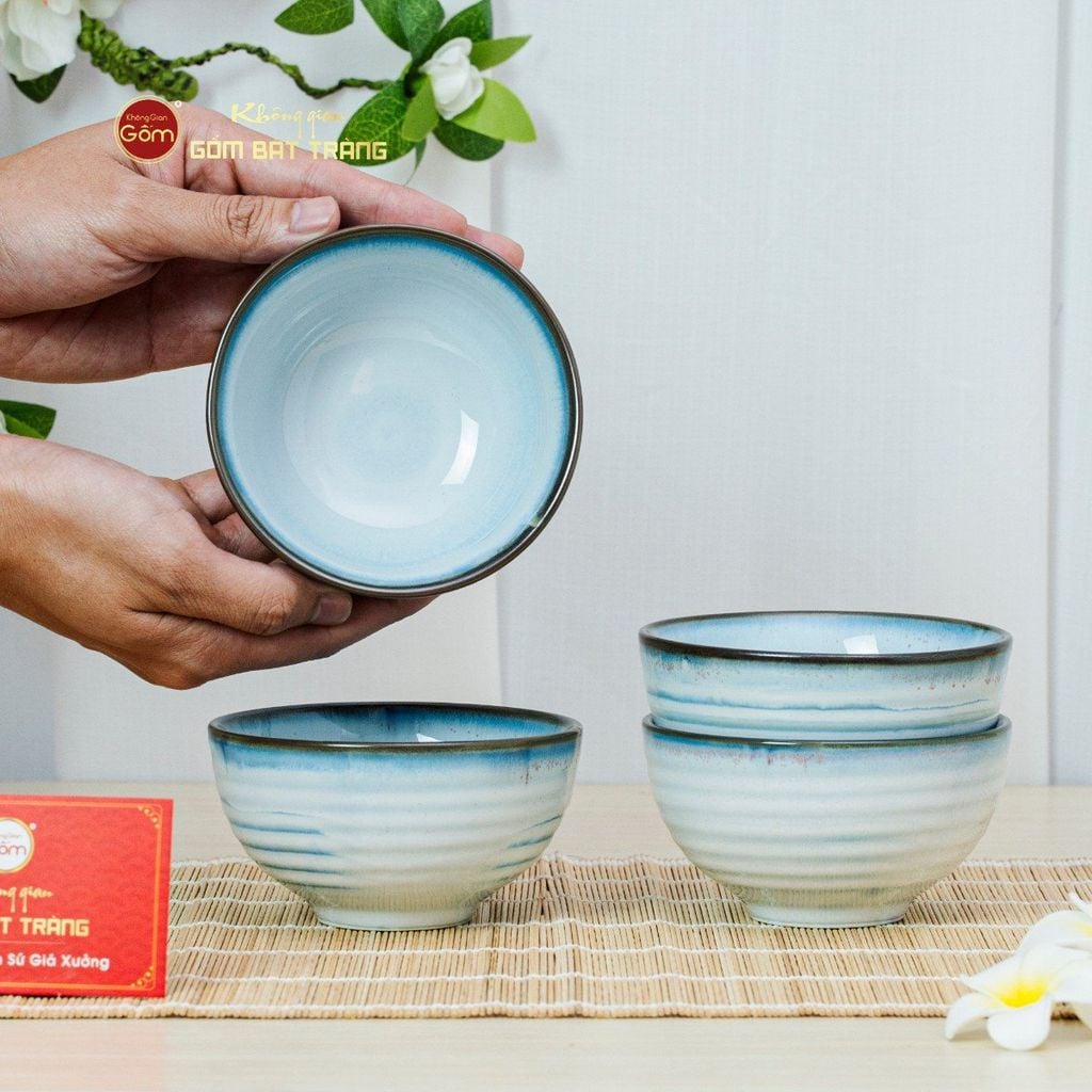 Bát Cơm Men Biển Xanh Kim Sa