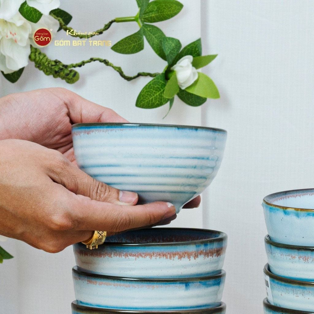 Bát Cơm Men Biển Xanh Kim Sa