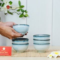 Bộ Bát Cơm Men Biển Xanh Kim Sa