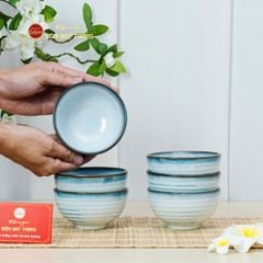 Bộ Bát Cơm Men Biển Xanh Kim Sa