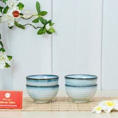 Bộ Bát Cơm Men Biển Xanh Kim Sa