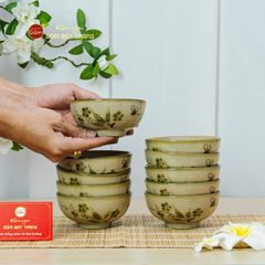 Bộ Bát Cơm Men Kem Hoa Đào Chuồn