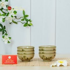 Bộ Bát Đĩa Bát Tràng Men Kem Đào Chuồn