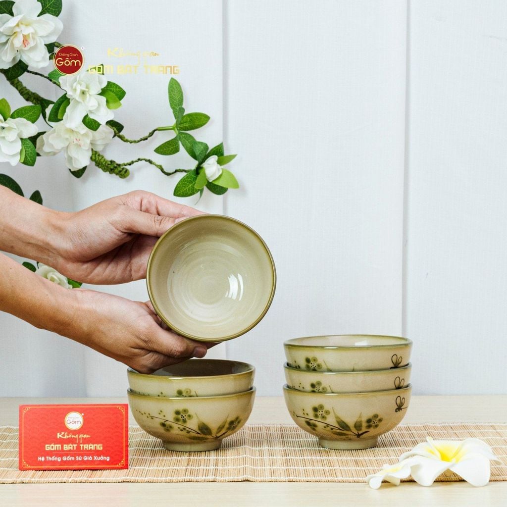 Bộ Bàn Ăn 6 Người (12 món) Men Kem Đào Chuồn