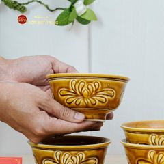 Bộ Bàn Ăn 6 Người (11 Món) Men Nâu Vân Hoa Cúc