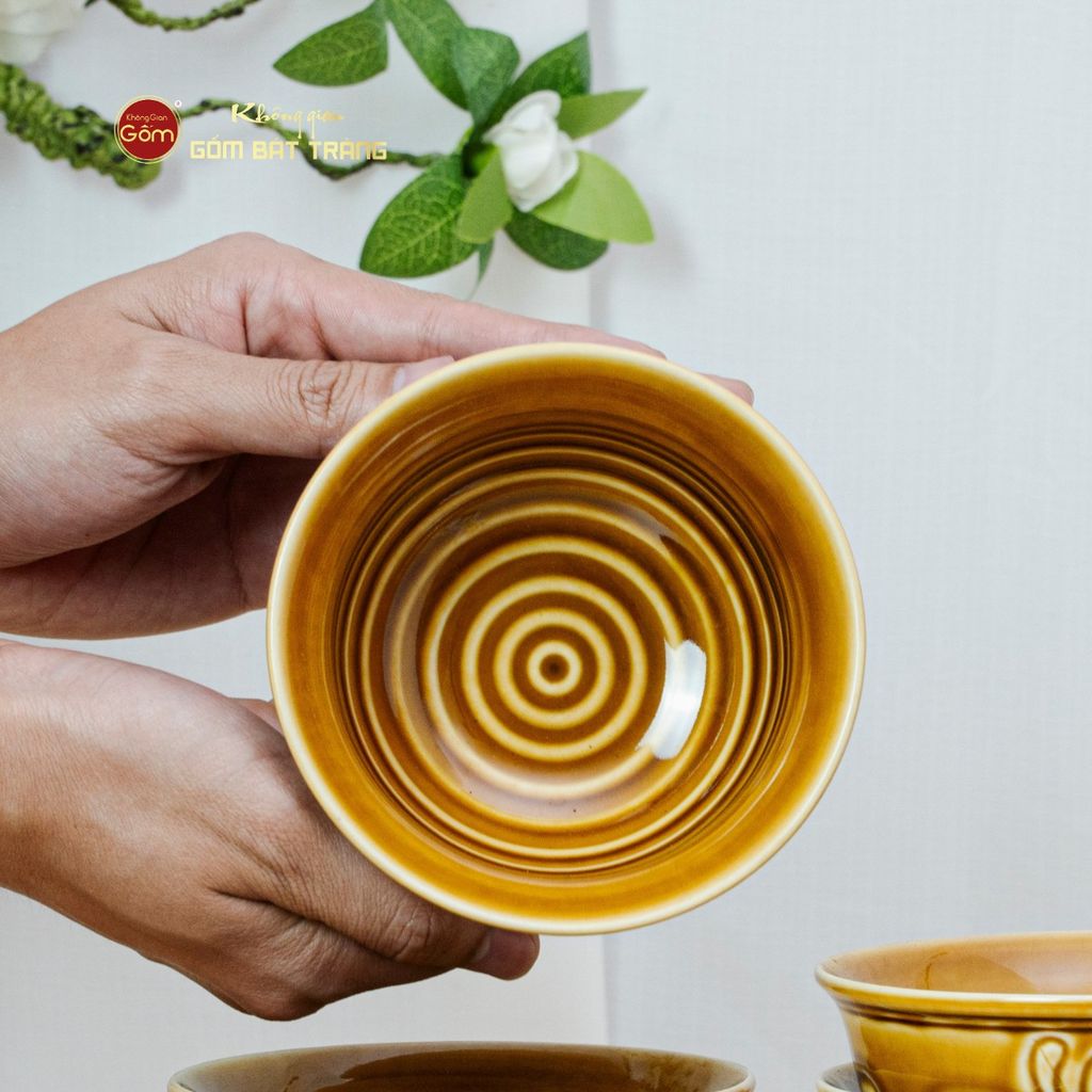 Bộ Bàn Ăn 4 Người (9 Món) Men Nâu Vân Hoa Cúc