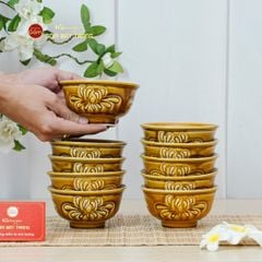 Bộ Bàn Ăn 10 Người (21 Món) Men Nâu Vân Hoa Cúc