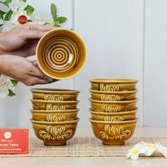 Bộ Bàn Ăn 10 Người (21 Món) Men Nâu Vân Hoa Cúc