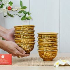 Bộ Bàn Ăn 10 Người (21 Món) Men Nâu Vân Hoa Cúc