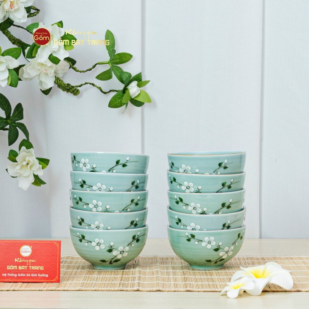 Bát Cơm Men Ngọc Hoa Đào Trắng