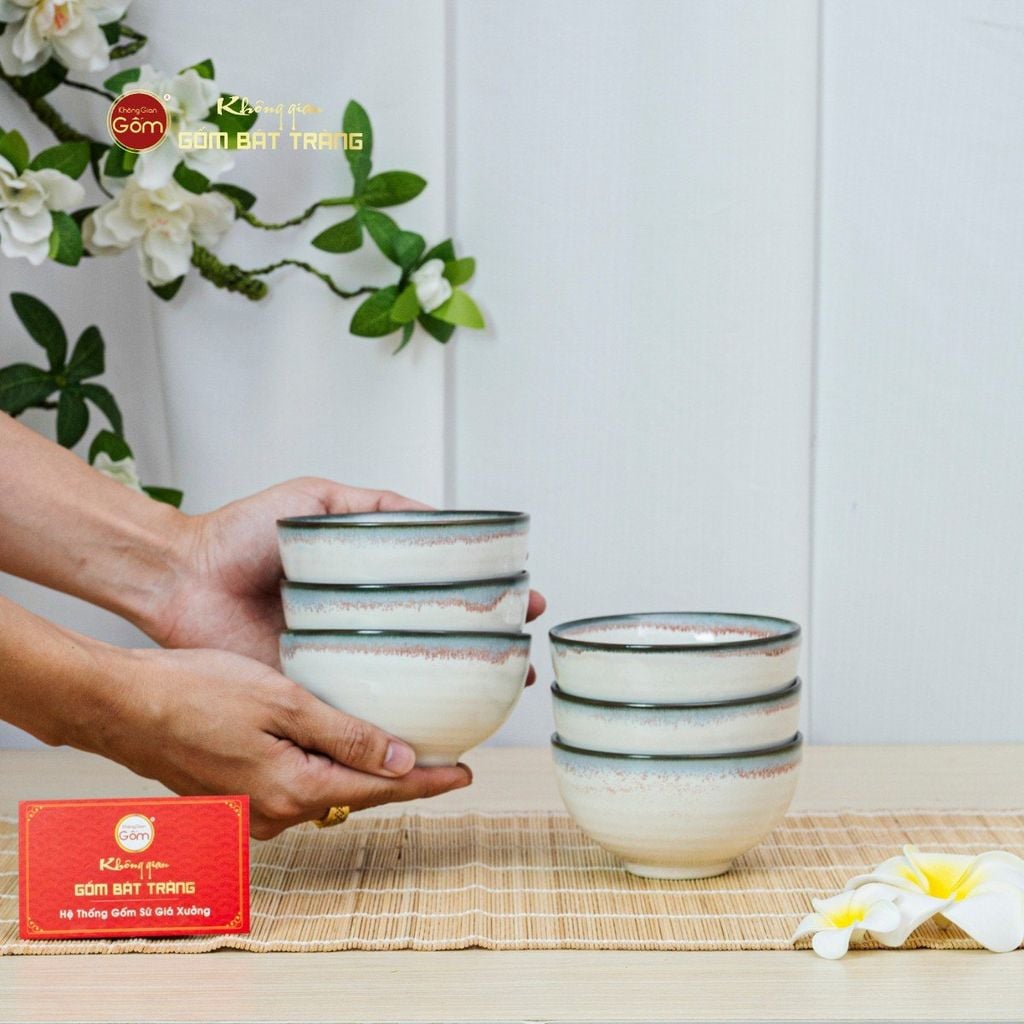 Bộ Bát Đĩa Bát Tràng Men Ngọc Trai