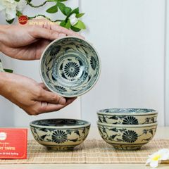 Bát Cơm Men Rạn Vẽ Cúc Đen