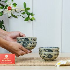Bát Cơm Men Rạn Vẽ Cúc Đen