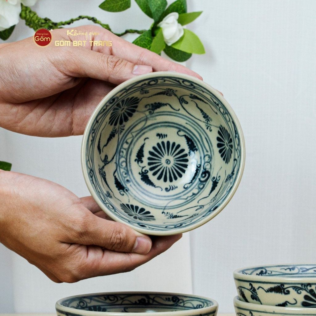 Bộ Bàn Ăn 6 Người (12 món) Men Rạn Vẽ Cúc Đen