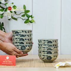 Bát Cơm Men Rạn Vẽ Cúc Đen