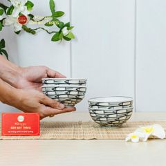 Bộ Bát Cơm Men Trắng Vẽ Cá Đàn