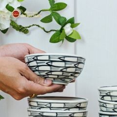 Bát Cơm Men Trắng Vẽ Cá Đàn