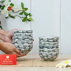 Bộ Bát Cơm Men Trắng Vẽ Cá Đàn