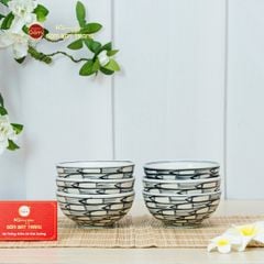 Bộ Bàn Ăn 6 Người (12 món) Men Trắng Vẽ Cá Đàn