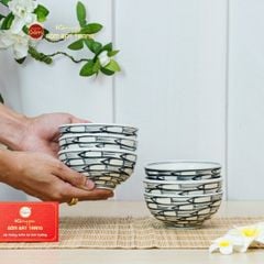 Bộ Bàn Ăn 6 Người (12 món) Men Trắng Vẽ Cá Đàn