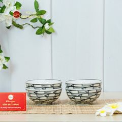 Bộ Bát Cơm Men Trắng Vẽ Cá Đàn