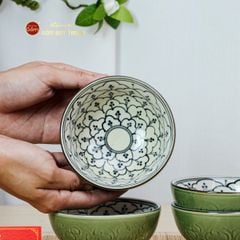 Bộ Bát Cơm Men Xanh Ngọc Vẽ Bèo