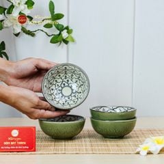 Bát Cơm Men Xanh Ngọc Vẽ Bèo