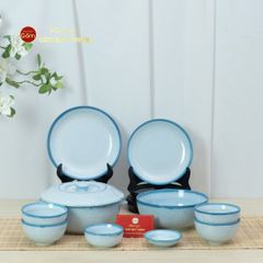 Bộ Bàn Ăn 4 Người (10 món) Men Biển Xanh Cát Trắng