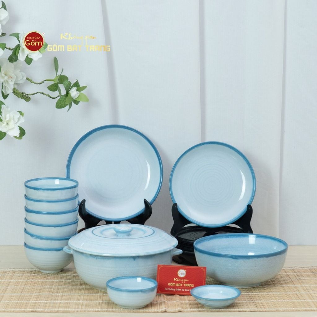 Bộ Bàn Ăn 6 Người (12 món) Men Biển Xanh Cát Trắng