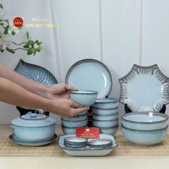 Bộ Bàn Ăn 4 Người (10 món) Men Biển Xanh Kim Sa