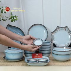 Bộ Bàn Ăn 6 Người (12 món) Men Biển Xanh Kim Sa