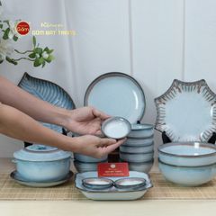 Bộ Bàn Ăn 4 Người (10 món) Men Biển Xanh Kim Sa