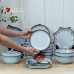 Bộ Bàn Ăn 4 Người (10 món) Men Biển Xanh Kim Sa