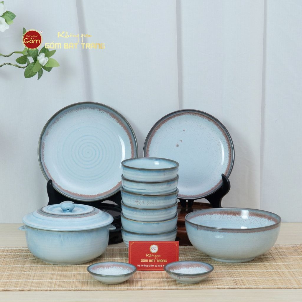 Bộ Bàn Ăn 6 Người (12 món) Men Biển Xanh Kim Sa