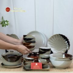 Bộ Bàn Ăn 10 Người (23 món) Men Hỏa Biến Ba Màu