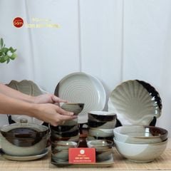 Bộ Bàn Ăn 4 Người (10 món) Men Hỏa Biến Ba Màu