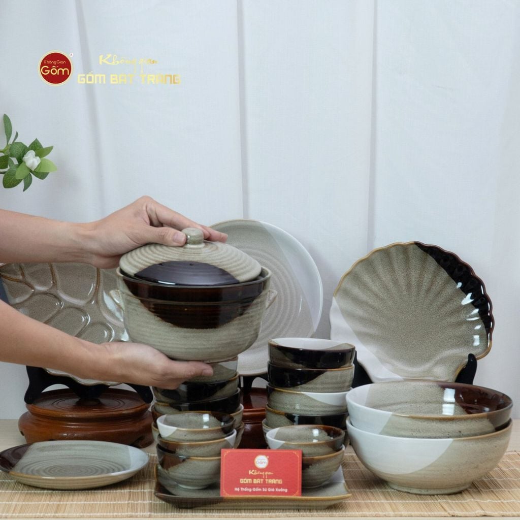 Bộ Bàn Ăn 4 Người (10 món) Men Hỏa Biến Ba Màu