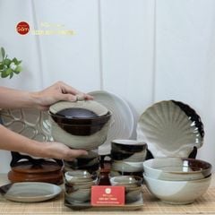 Bộ Bàn Ăn 6 Người (12 món) Men Hỏa Biến Ba Màu