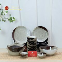 Bộ Bàn Ăn 6 Người (12 món) Men Hỏa Biến Ba Màu