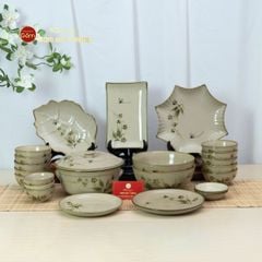 Bộ Bàn Ăn 10 Người (23 món) Men Kem Đào Chuồn