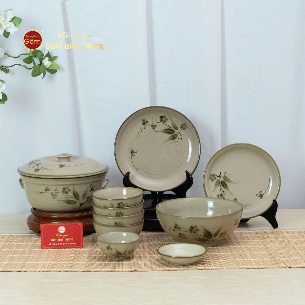 Bộ Bàn Ăn 4 Người (10 món) Men Kem Đào Chuồn