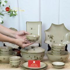 Bộ Bàn Ăn 10 Người (23 món) Men Kem Đào Chuồn