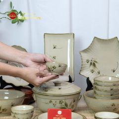 Bộ Bàn Ăn 4 Người (10 món) Men Kem Đào Chuồn