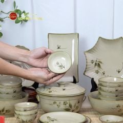 Bộ Bàn Ăn 10 Người (23 món) Men Kem Đào Chuồn