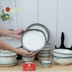 Bộ Bát Đĩa Bát Tràng Men Ngọc Trai