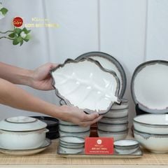 Bộ Bát Đĩa Bát Tràng Men Ngọc Trai